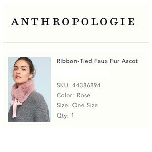 NWOT - Ribbon-Tied Faux Fur Ascot (rose)